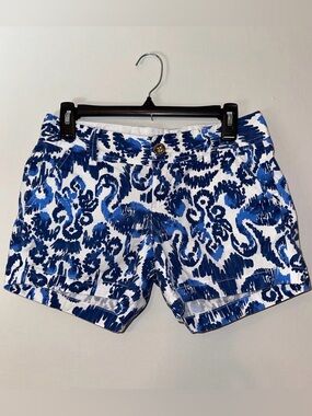 Lilly Pulitzer Callahan Shorts Size 0 Blue Summer Resort Paisley White